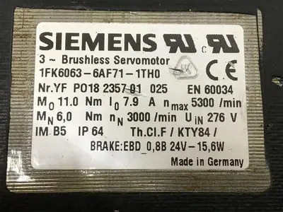 USED SIEMENS 1FK6063-6AF71-1TH0