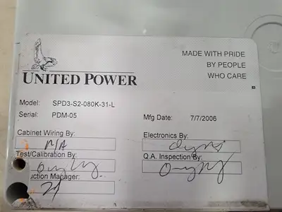 USED UNITED POWER CORP. SPD3-S2-080K-31-L