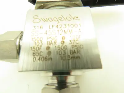 Swagelok SS-45S12MM-A  12mm Tube Fitting Ball Valve 1500PSI 316 Stainless Elbow