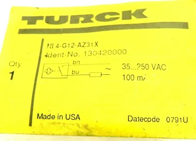 NEW TURCK NI4-G12-AZ31X SENSOR 130420000 NI4G12AZ31X