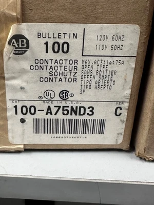 ALLEN BRADLEY 100-A75ND3 CONTACTOR 75A - NEW