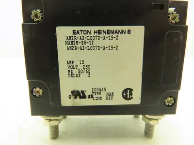 Eaton Heinemann AM2R Circuit Breaker 15A 2 Pole Magnetic Panel Mount Lot of 2