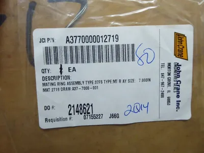 7" John Crane A3770000012719 Mating Ring Assembly A37-7000-001 Type 37FS New NIB