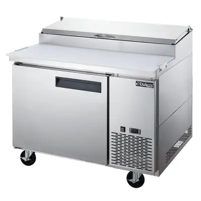 New | in-Stock Dukers New Dukers DPP44-6-S1 Commercial Single Door Pizza Prep Table Refrigerated Food Prep Tables Illinois US | Falcon Restaurant Supply #1376293