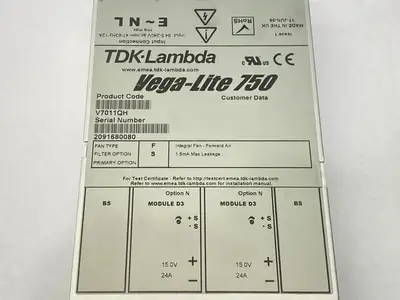 V7011QH | TDK-Lambda  Vega-Lite 750 Power Supply 24A 15V - Used