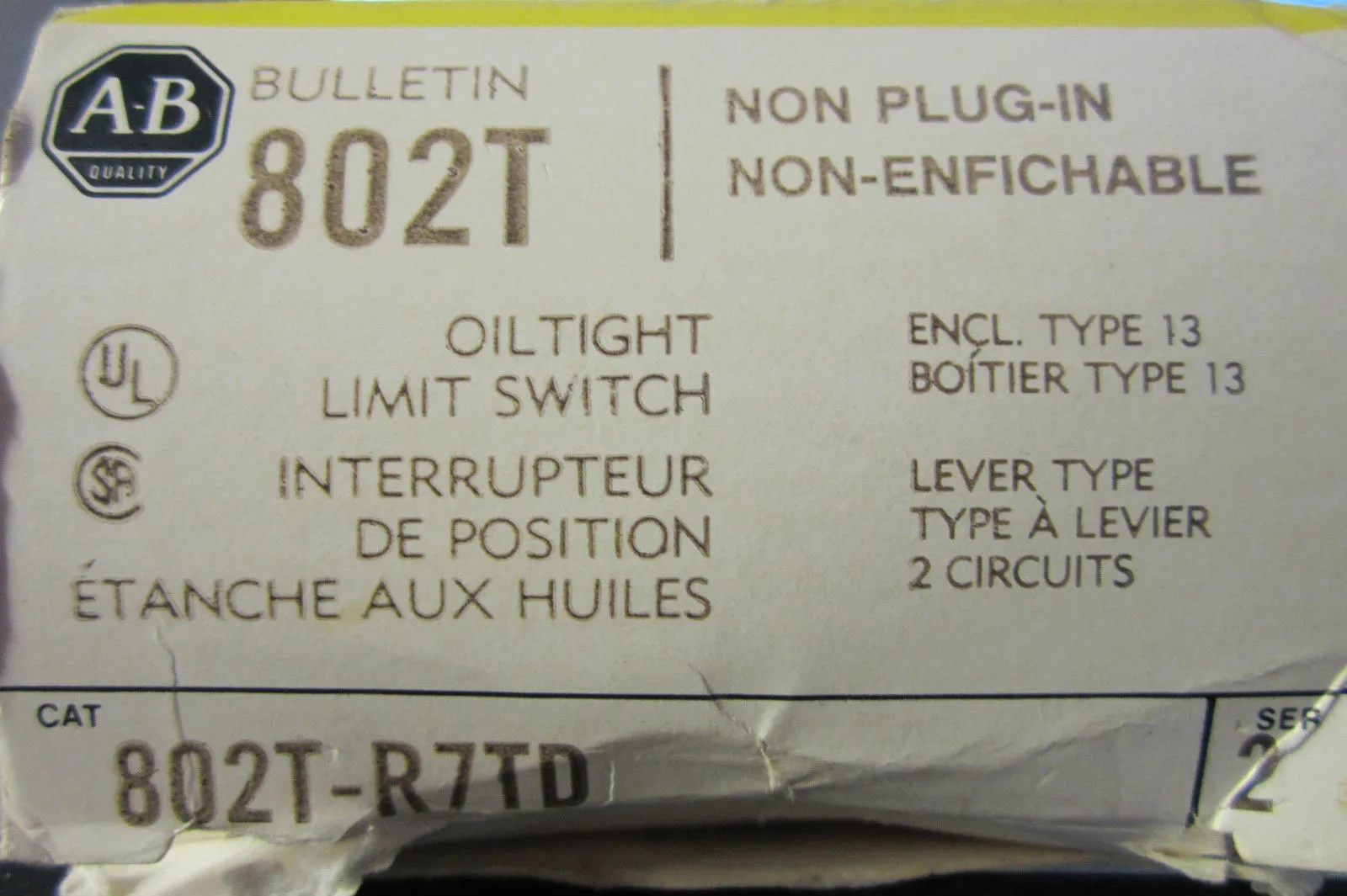 NEW ALLEN BRADLEY 802T-R7TD LIMITSWITCH 802TR7TD