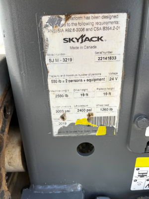 USED 2019 Skyjack SJ3219
