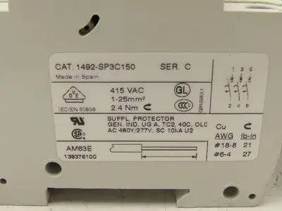 Allen Bradley 1492-SP3C150 Circuit Breaker 3 Pole 15A 415V Lot of 3