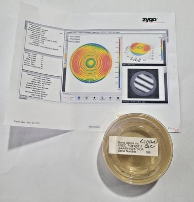 3" Optical Flat Accuracy 0.049 Wave Very Nice Bond Optics