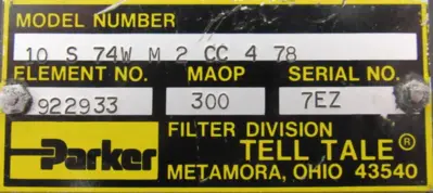 NEW PARKER 10-S-74W-M-2-CC-4-78 HYDRAULIC FILTER 10S74WM2CC478