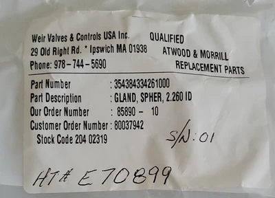 NEW Weir Valves 354384334261000