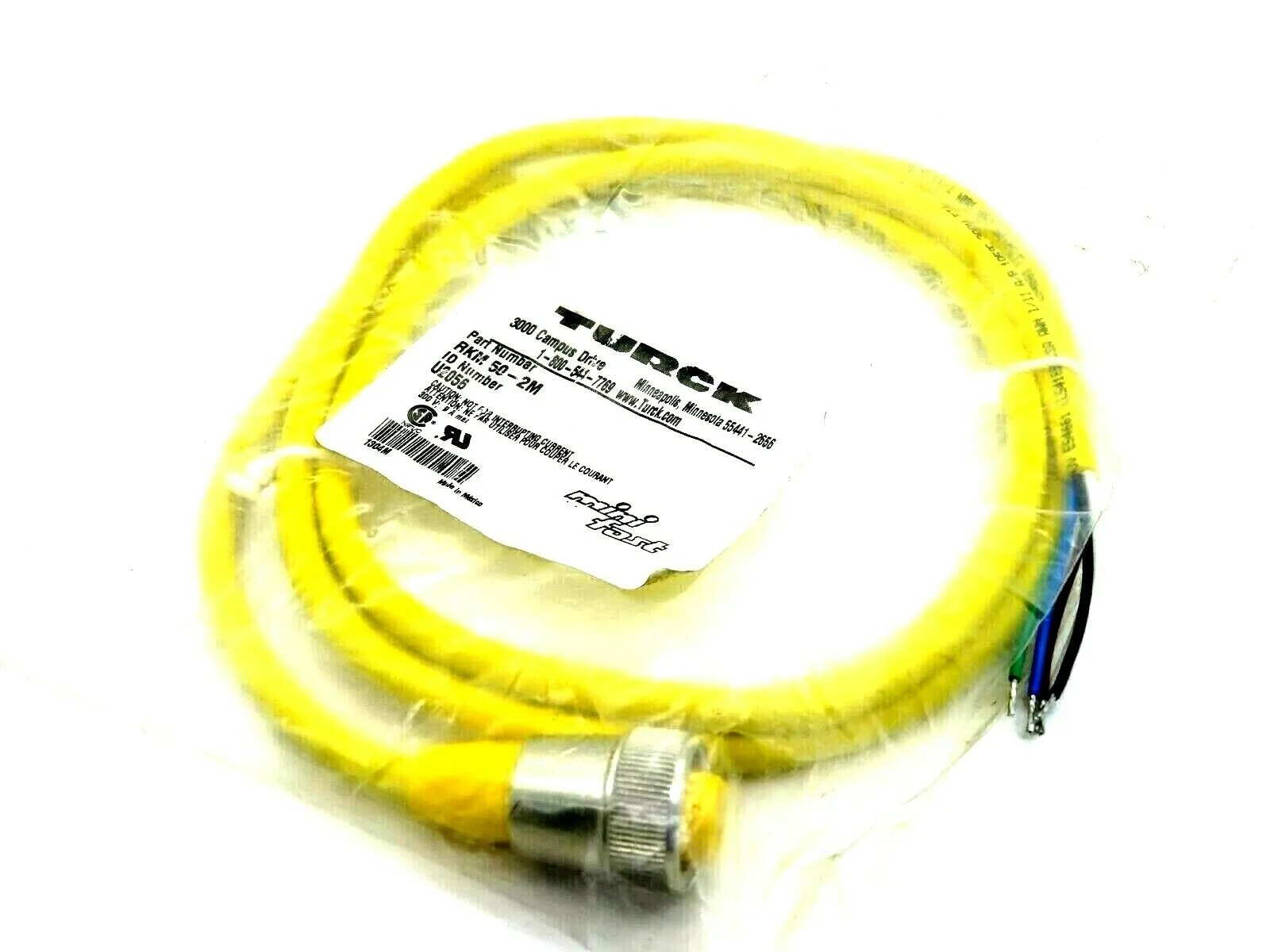 NEW TURCK RKM 50-2M 300V 9AMP CORD SET RKM502M