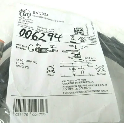 NEW IFM EFECTOR EVC054 CONNECTOR CABLE