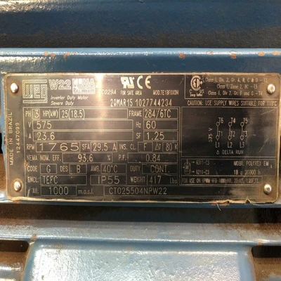 WEG 25 HP Electric Motor