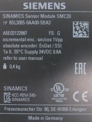 NEW SIEMENS 6SL3055-0AA00-5BA3 SENSOR MODULE 6SL30550AA005BA3