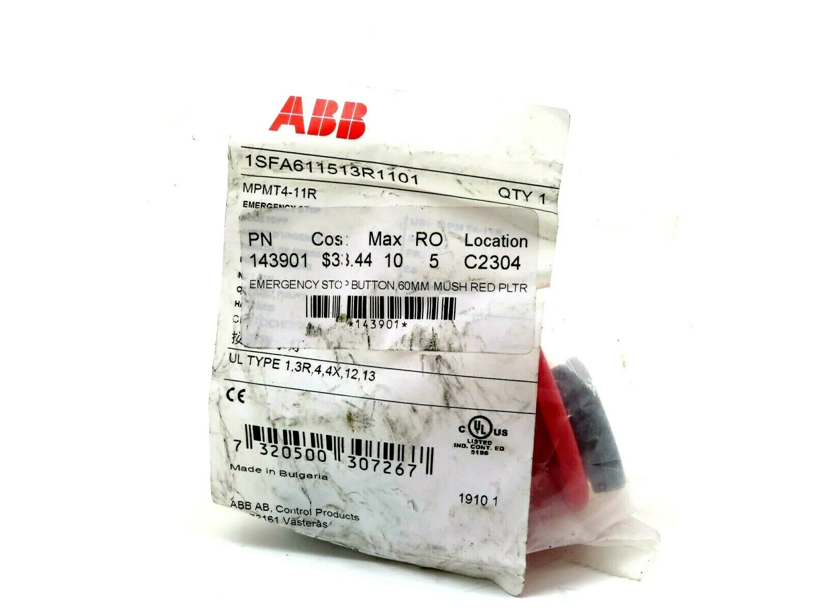 NEW ABB MPMT4-11R EMERGENCY STOP PUSH BUTTON 143901 MPMT411R