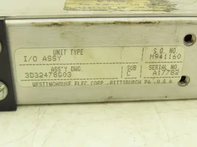 Westinghouse Electric 3D32478G03 Unimate PLC I/O Assembly 17-32 Rack Mount
