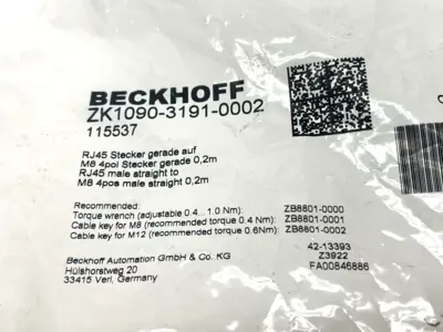 NEW BECKHOFF ZK1090-3191-0002