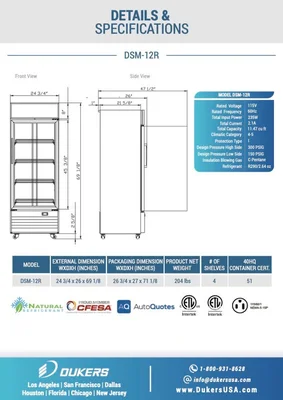 New | in-Stock Dukers New Dukers DSM-12R Commercial Single Glass Swing Door Merchandising Reach-in Cooler Refrigerator Display Refrigerators Illinois US | Falcon Restaurant Supply #1376374
