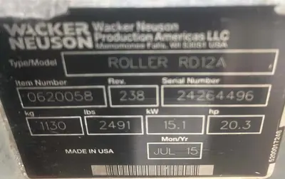 Used 2015 WACKER NEUSON RD12A Tandem Rollers New Jersey US | Proxy Equipment #1385373