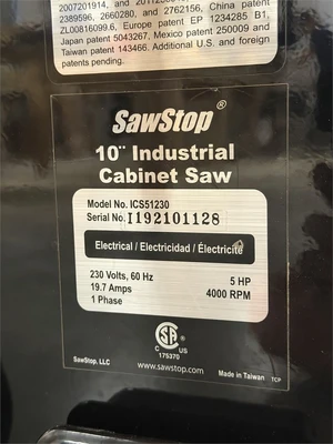 Used 2021 SAWSTOP ICS51230 Woodworking Table Saws Oregon US | MachineryMax #1341681