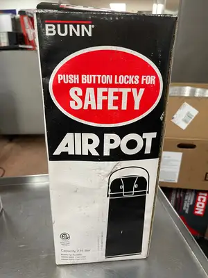 New | in-Stock Bunn New Bunn 2.15L Stainless Brew Thru Push Button Airpot Coffee Dispenser Coffee Equipment Illinois US | Falcon Restaurant Supply #1378010