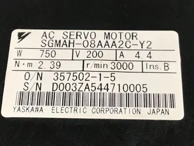 USED YASKAWA SGMAH-08AAA2C-Y2