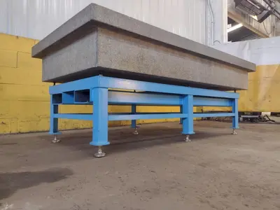 8' X 4' X 14" CHALLENGE PRECISION LAYOUT INSPECTION GRANITE TABLE W/ EDGE LEDGES: STOCK #23812