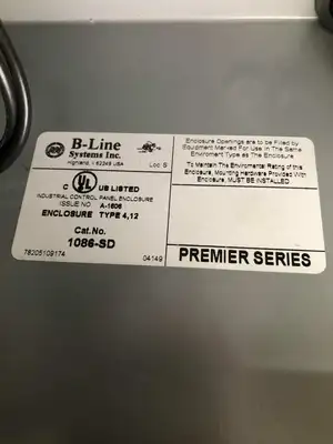 B-Line Systems 1086-SD Steel Single Door Electrical Enclosure 8″ x 10″ x 7″