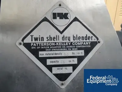 USED Patterson-Kelley 75 Cu Ft P-K Twin Shell Blender, 316 S/S, 60# Density