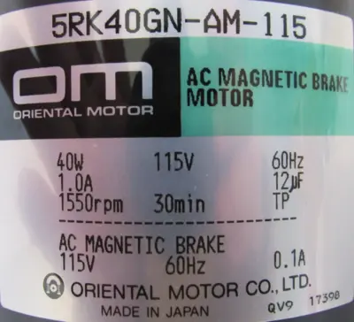 NEW ORIENTAL 5RK40GN-AM-115 AC MAGNETIC BRAKE MOTOR 115V 5RK40GNAM115
