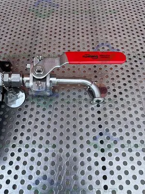 USED SMC AW40-N04-Z FILTER REGULATOR 7 - 125 PSI W/ FLOWSERVE BALL VALVE