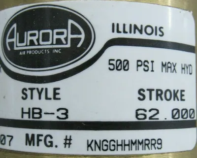 NEW AURORA HB-3 CYLINDER KNGGHHMMRR9 STROKE 62.000 BORE 2.000 HB3