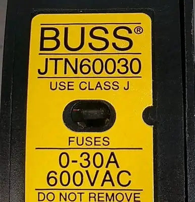 Used Bussmann JTN60030 Fuse Holder, Class J, 0-30A, 600V. Fuse Accessories | Palmetto Automation #1155225