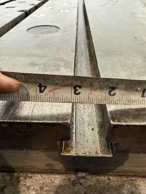 42" WIDE X 72" LONG X 6" THICK T-SLOTTED BOLSTER PLATE. STOCK # 1006324