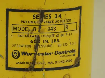 Worcester Controls B34S Pneumatic Valve Actuator Spring Return 1-1/4" Ball Valve