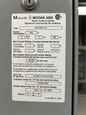 Modan 3000 VFD MCC, 600V, 3-Ph, 1200A, 6 Sections