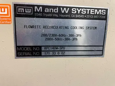 M and W SYSTEMS RPC140W-SPU FLOWRITE RECIRCULATING COOLING SYSTEM