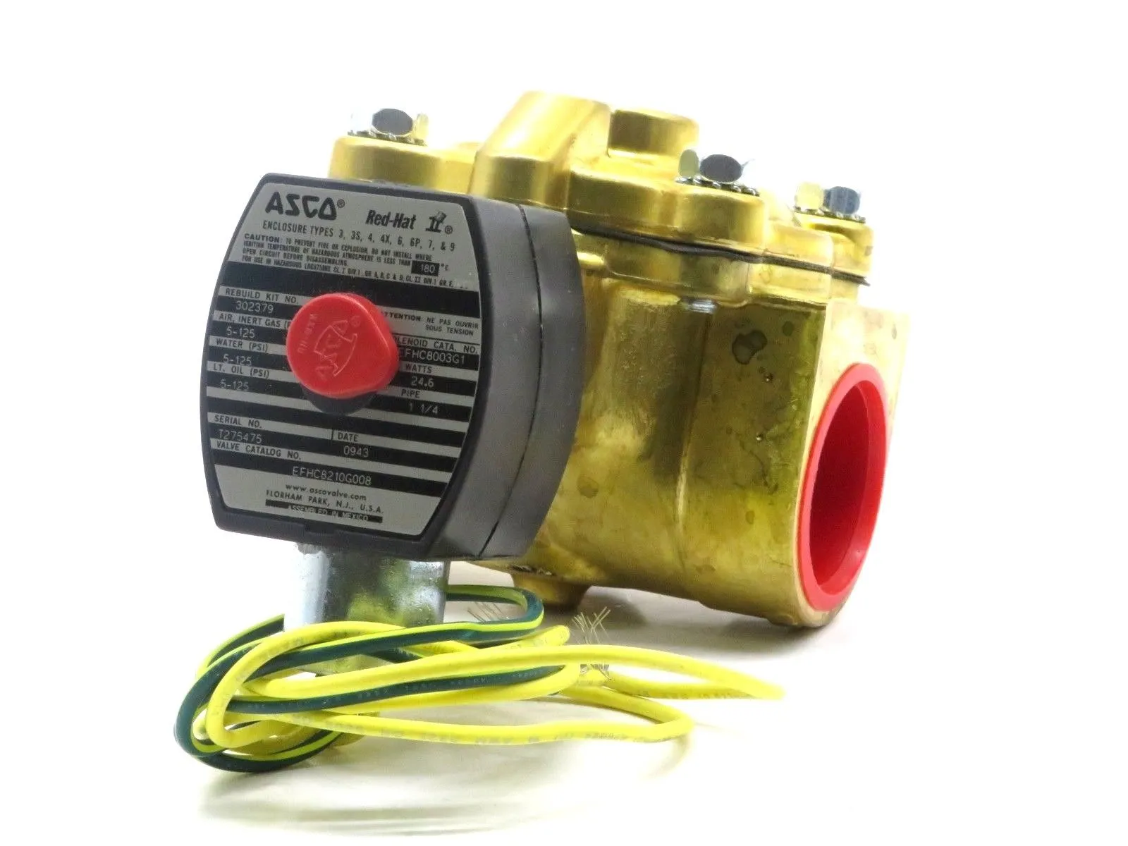 NEW ASCO EFHC8210G008 SOLENOID VALVE 1-1/4" 125VDC