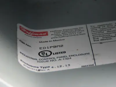 Hoffman ED1PBM2 Enclosure Type 4,12,13
