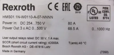REFURBISHED REXROTH HMS01.1N-W0110-A-07-NNNN SERVO DRIVE R911310462 R911326701