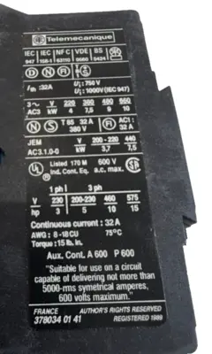 NEW TELEMECANIQUE LC1D1810U6 CONTACTOR 240V 60HZ