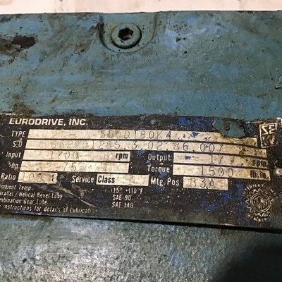 Sew-Eurodrive S50DT80K4 Gear Reducer Ratio: 102:1 1500 lb-in