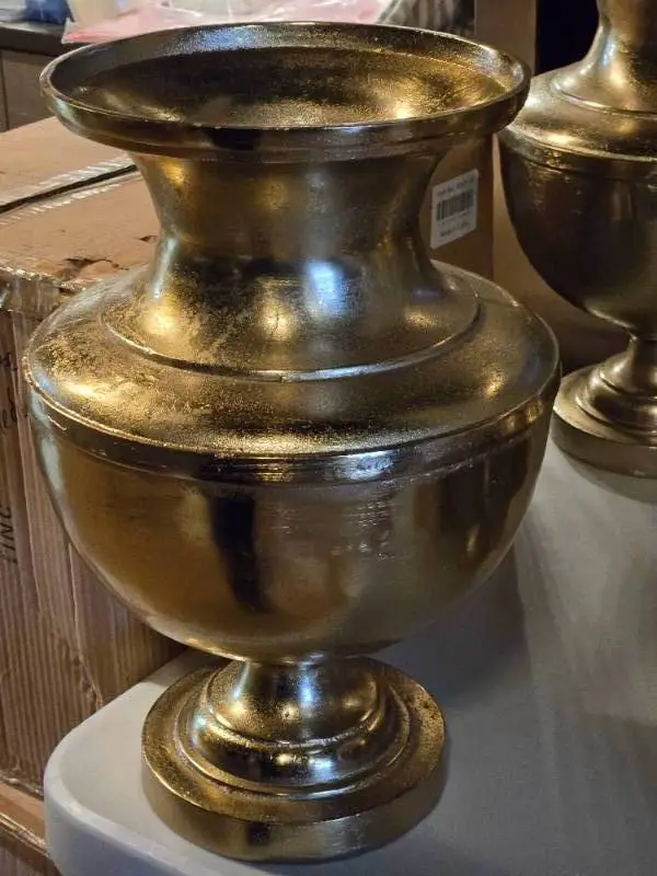 Lot of (1) Aluminum Decorative Table Vase 11" x 16 1/2"