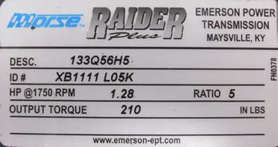 NEW MORSE 133Q56H5 GEAR REDUCER 5:1