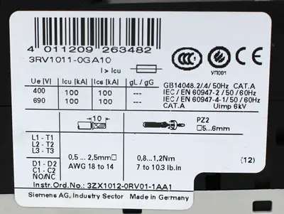 USED SIEMENS 3RV1011-0GA10