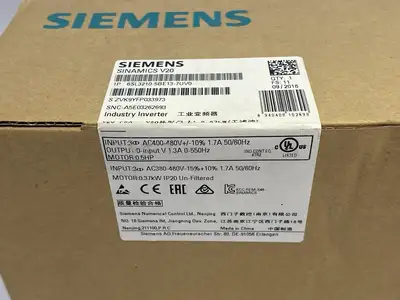 NEW SIEMENS SINAMICS V20 VARIABLE FREQUENCY DRIVE 0.37KW UNFILT.