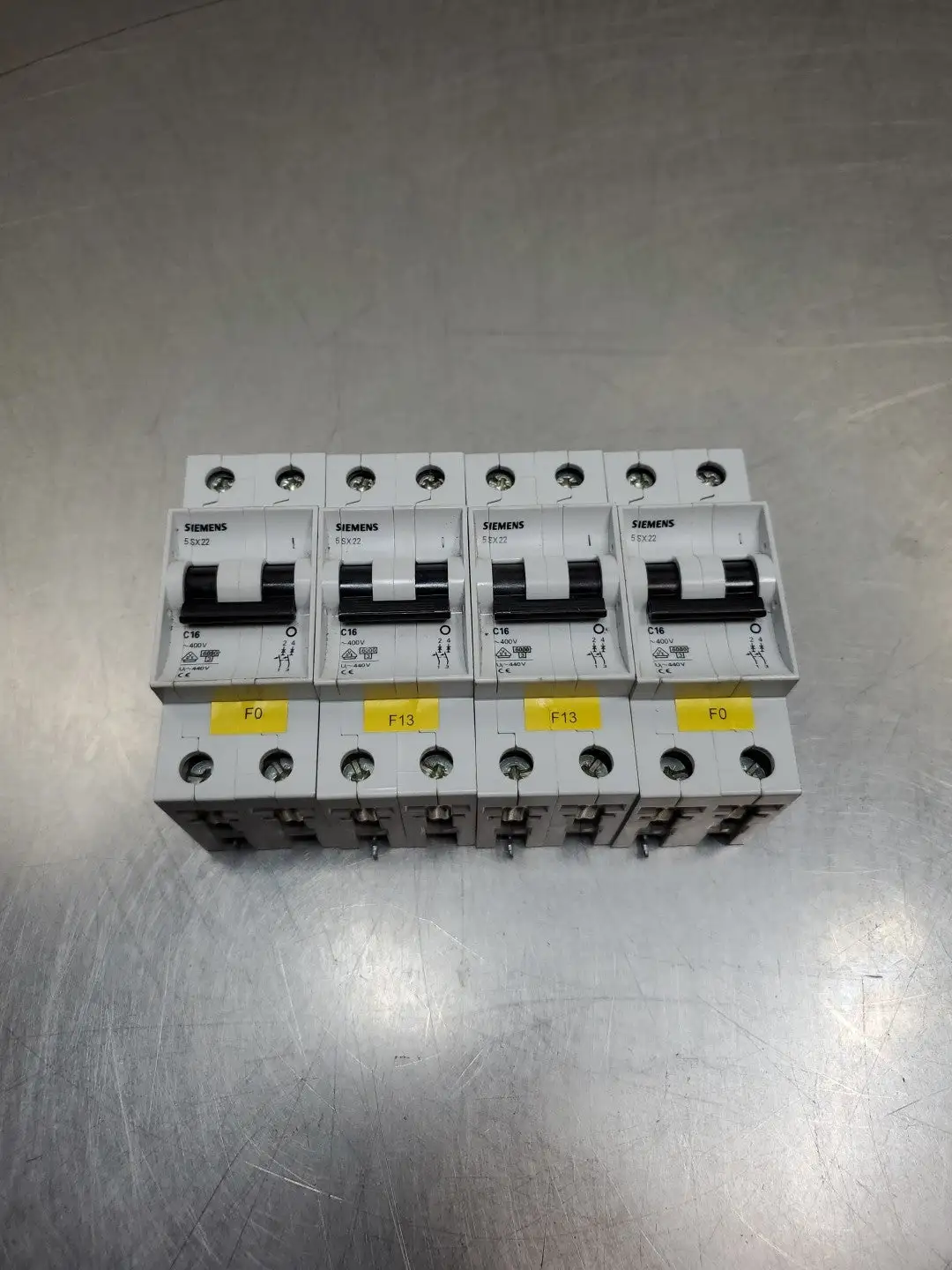 USED Siemens 5SX22 C16 Double-Pole Breaker, 400V, Lot of 4