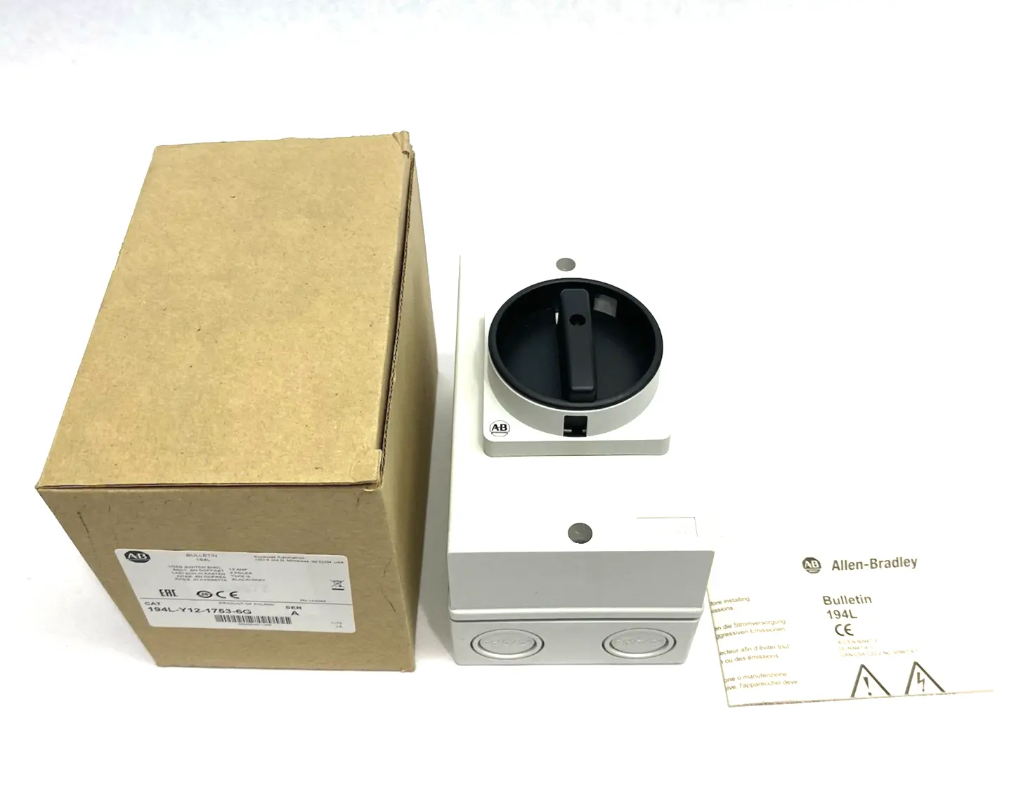 USED ALLEN BRADLEY SER. A ENCLOSED LOAD SWITCH, DOOR COUPLING ROTARY