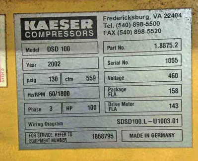 USED 2002 KAESER DSD 100